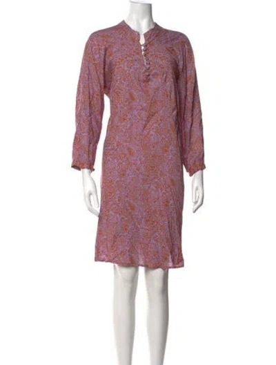 Pre-owned Natalie Martin Paisley Print Knee-length Dress W/ Tags In Purple