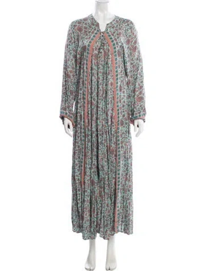 Pre-owned Natalie Martin Paisley Print Long Dress In Blue