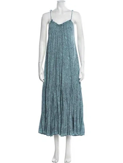 Pre-owned Natalie Martin Paisley Print Long Dress In Blue