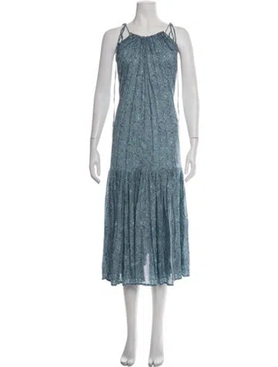 Pre-owned Natalie Martin Paisley Print Long Dress In Blue