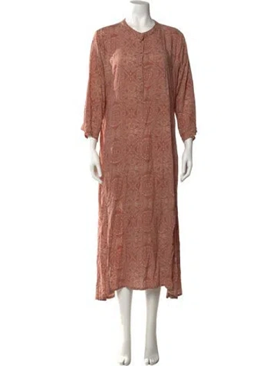 Pre-owned Natalie Martin Paisley Print Long Dress In Brown