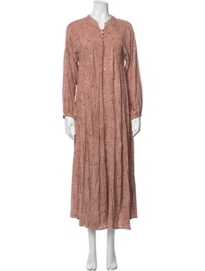 Pre-owned Natalie Martin Paisley Print Long Dress In Neutral