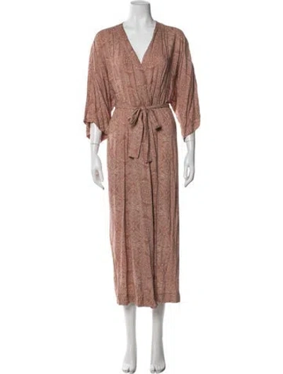 Pre-owned Natalie Martin Paisley Print Long Dress In Neutral