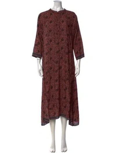 Pre-owned Natalie Martin Paisley Print Long Dress In Orange