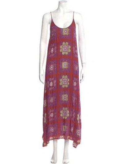 Pre-owned Natalie Martin Paisley Print Long Dress In Purple