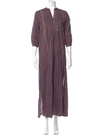 Pre-owned Natalie Martin Paisley Print Long Dress In Purple