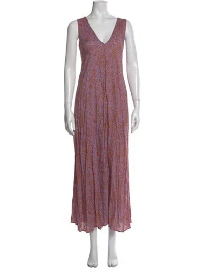 Pre-owned Natalie Martin Paisley Print Long Dress In Purple