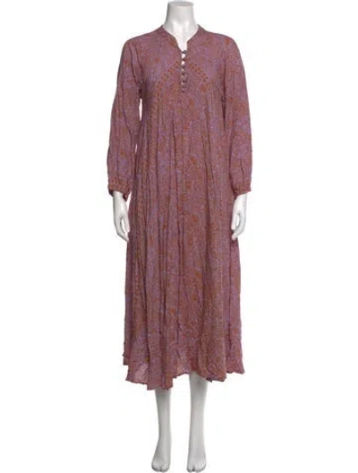 Pre-owned Natalie Martin Paisley Print Long Dress In Purple