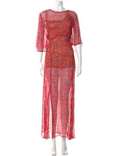 Pre-owned Natalie Martin Paisley Print Long Dress In Red