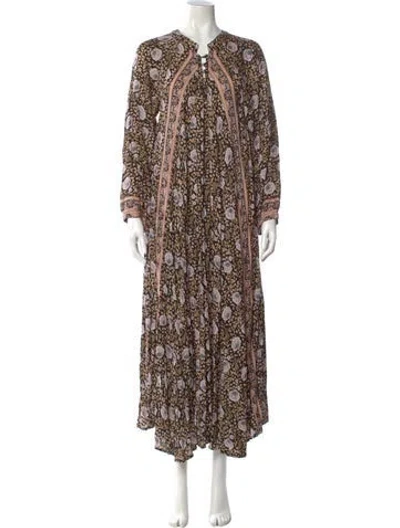 Pre-owned Natalie Martin Paisley Print Long Dress W/ Tags In Black