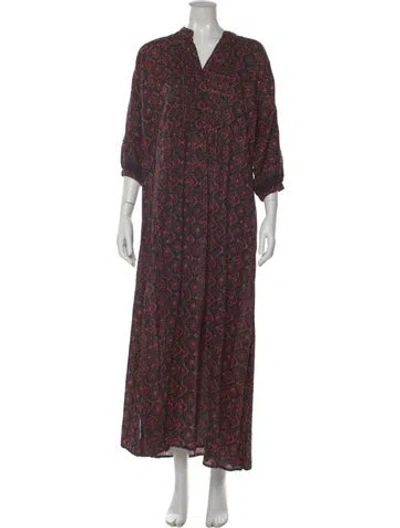 Pre-owned Natalie Martin Paisley Print Long Dress W/ Tags In Blue