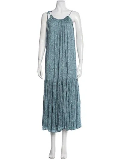 Pre-owned Natalie Martin Paisley Print Long Dress W/ Tags In Blue