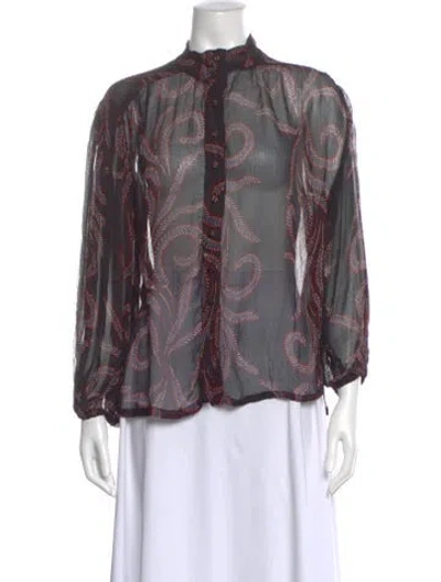 Pre-owned Natalie Martin Paisley Print Long Sleeve Blouse In Multi