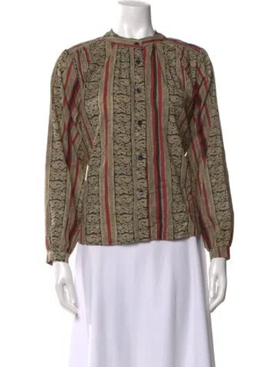 Pre-owned Natalie Martin Paisley Print Long Sleeve Blouse W/ Tags In Neutrals