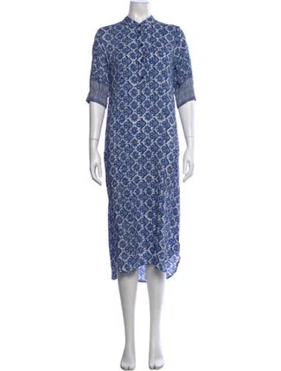 Pre-owned Natalie Martin Paisley Print Midi Length Dress In Blue