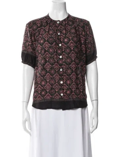 Pre-owned Natalie Martin Paisley Print Short Sleeve Blouse W/ Tags In Multi