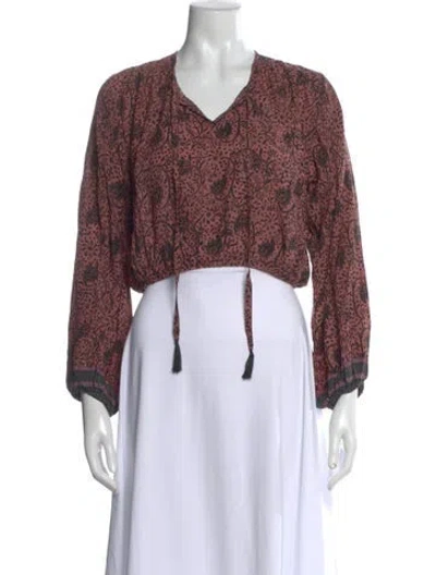 Pre-owned Natalie Martin Paisley Print V-neck Blouse In Blue