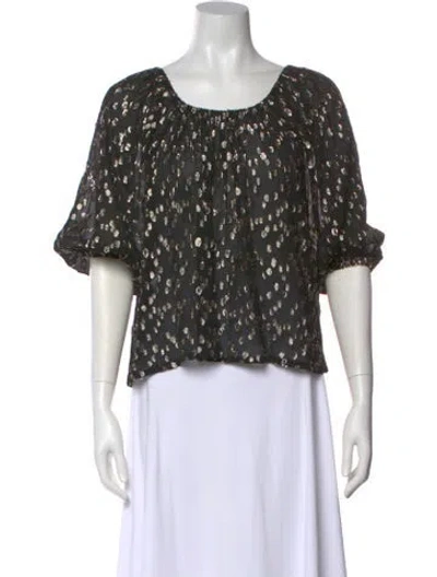 Pre-owned Natalie Martin Patterned Crew Neck Blouse In White