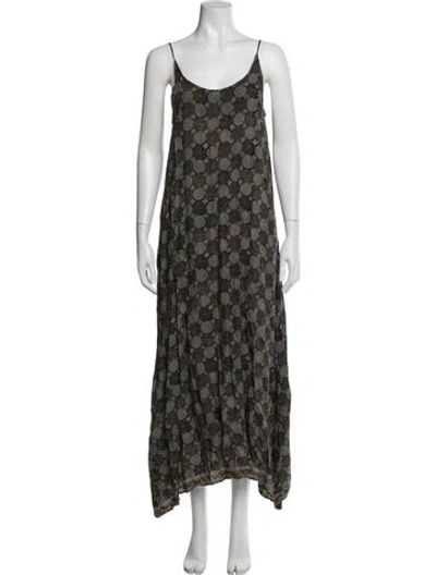 Pre-owned Natalie Martin Patterned Long Dress In Black