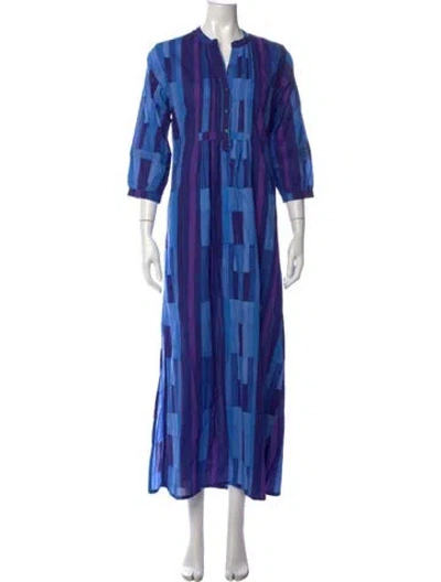 Pre-owned Natalie Martin Patterned Long Dress In Blue