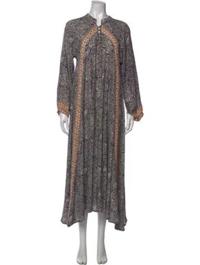Pre-owned Natalie Martin Patterned Long Dress In Blue