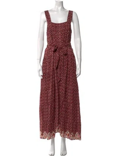 Pre-owned Natalie Martin Patterned Long Dress In Red