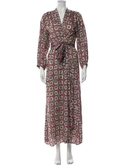 Pre-owned Natalie Martin Patterned Long Dress In Red