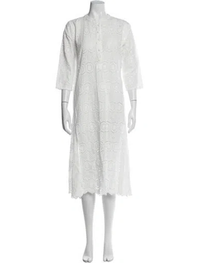 Pre-owned Natalie Martin Patterned Long Dress In White