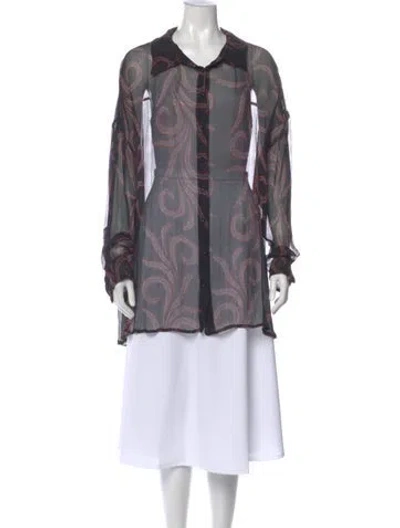 Pre-owned Natalie Martin Patterned Long Sleeve Blouse In Multi