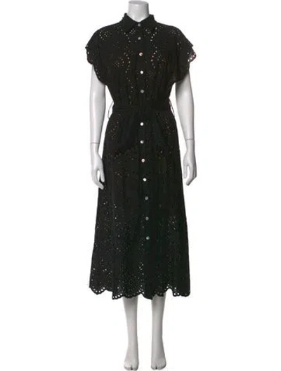 Pre-owned Natalie Martin Patterned Midi Length Dress In Black