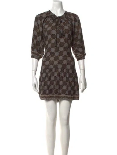 Pre-owned Natalie Martin Patterned Mini Dress In Black