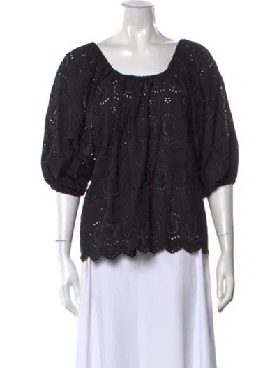 Pre-owned Natalie Martin Patterned Scoop Neck Blouse In Blue
