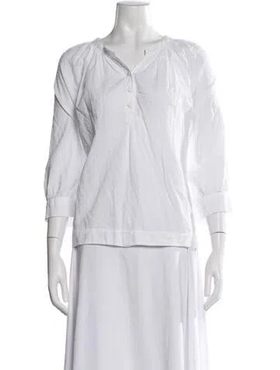 Pre-owned Natalie Martin Patterned V-neck Blouse In White