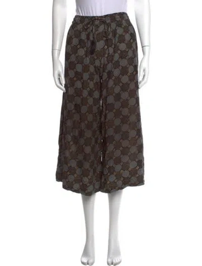 Pre-owned Natalie Martin Patterned Wide Leg Pants In Black