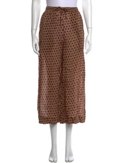 Pre-owned Natalie Martin Polka Dot Print Wide Leg Pants In Brown