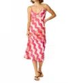 Natalie Martin Print Eve Slip Dress In Coral Wave Fuchsia In Pink