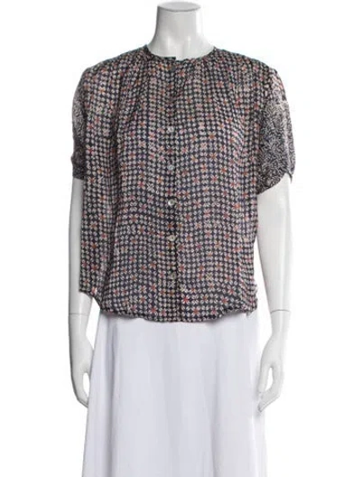 Pre-owned Natalie Martin Printed Crew Neck Blouse W/ Tags In Blue