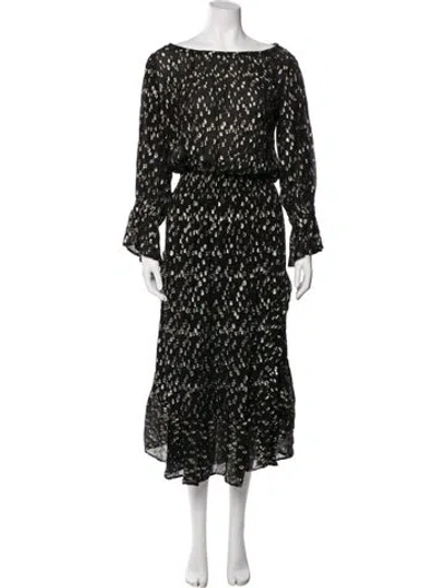 Pre-owned Natalie Martin Printed Long Dress In Black