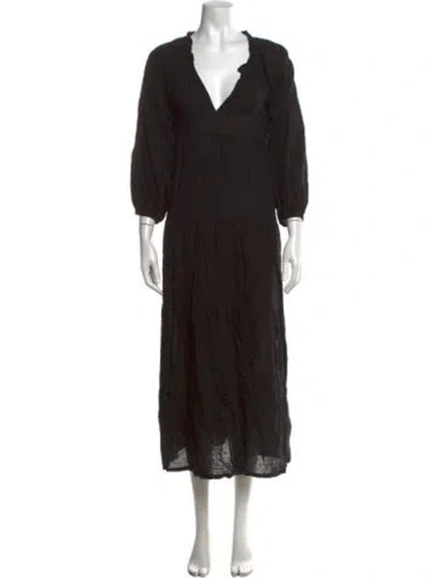 Pre-owned Natalie Martin Printed Long Dress In Black