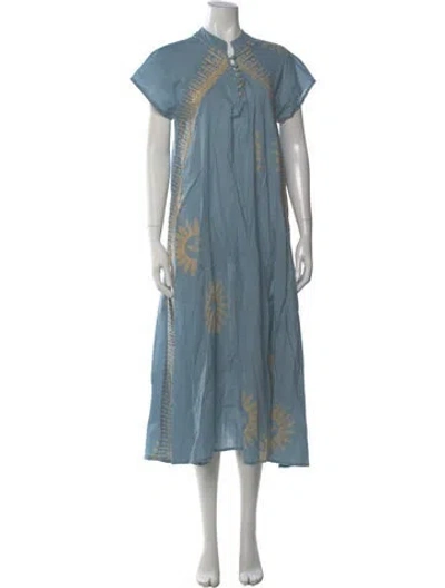 Pre-owned Natalie Martin Printed Long Dress In Blue