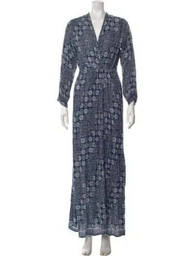 Pre-owned Natalie Martin Printed Long Dress In Blue