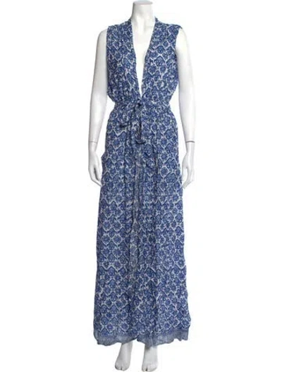 Pre-owned Natalie Martin Printed Long Dress In Blue