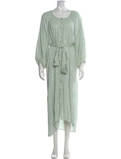 Pre-owned Natalie Martin Printed Long Dress In Green