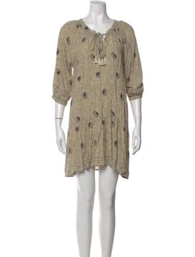 Pre-owned Natalie Martin Printed Long Dress In Neutral