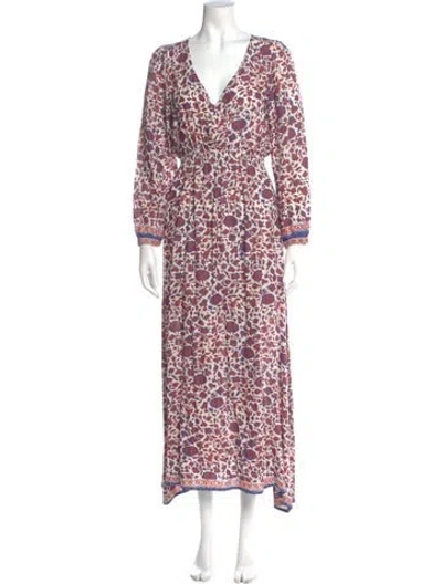 Pre-owned Natalie Martin Printed Long Dress In Orange