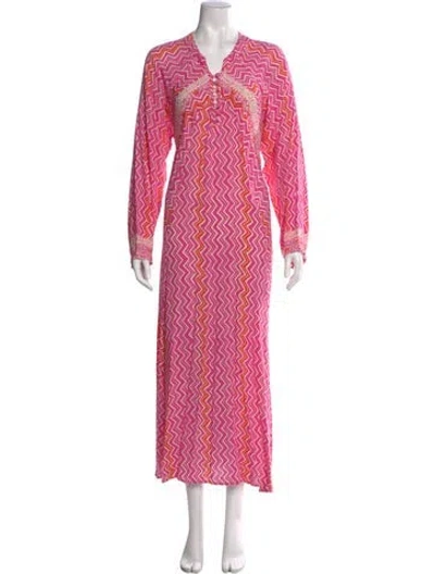 Pre-owned Natalie Martin Printed Long Dress In Pink