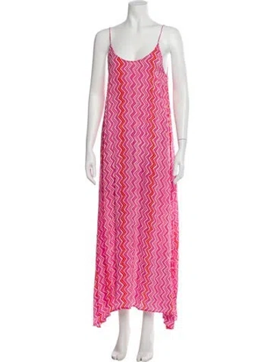 Pre-owned Natalie Martin Printed Long Dress In Pink