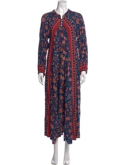 Pre-owned Natalie Martin Printed Long Dress In Red