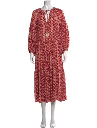 Pre-owned Natalie Martin Printed Long Dress In Red