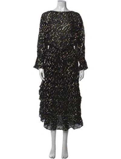 Pre-owned Natalie Martin Printed Long Dress W/ Tags In Black